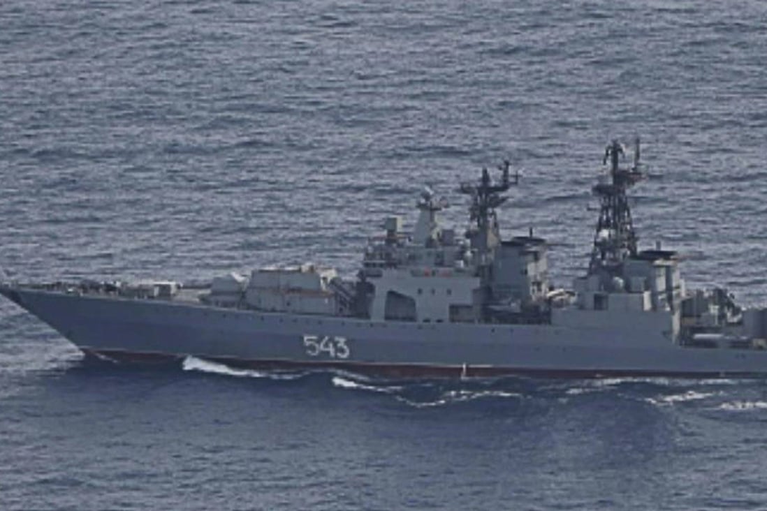 The Udaloy-class destroyer Marshal Shaposhnikov was one of three vessels spotted some 70km south of Yonaguni on July 1, according to Japan’s defence ministry. They travelled northeast through waters between Yonaguni and Iriomote Island. Photo: Handout