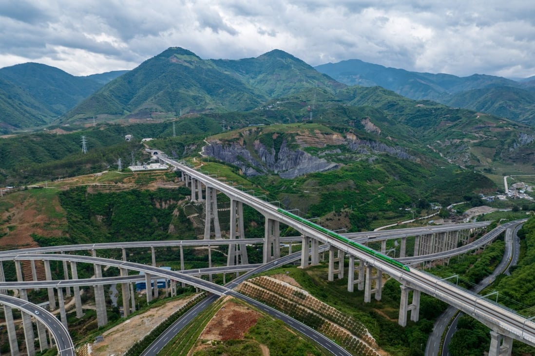 A Fuxing bullet train crosses the Nanxihe grand bridge on the China-Laos Railway in southwest China’s Yunnan province on June 2. China’s strength in high-speed rail construction would make it difficult for the US to compete in infrastructure funding in this area internationally. Photo: Xinhua
