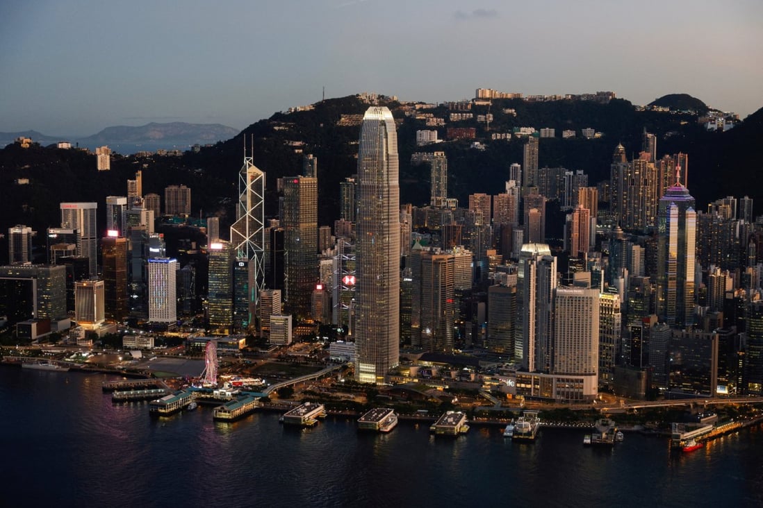 Hong Kong Island, featuring the Two International Finance Centre (IFC) building (centre) on July 13, 2021. Photo: Reuters.