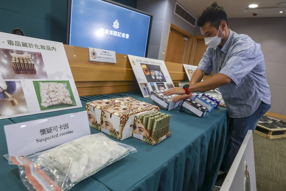Hong Kong customs seized 1.16 tonnes of drugs at the city’s airport during the first six months of this year, with an estimated value of about HK$600 million. Photo: Nora Tam