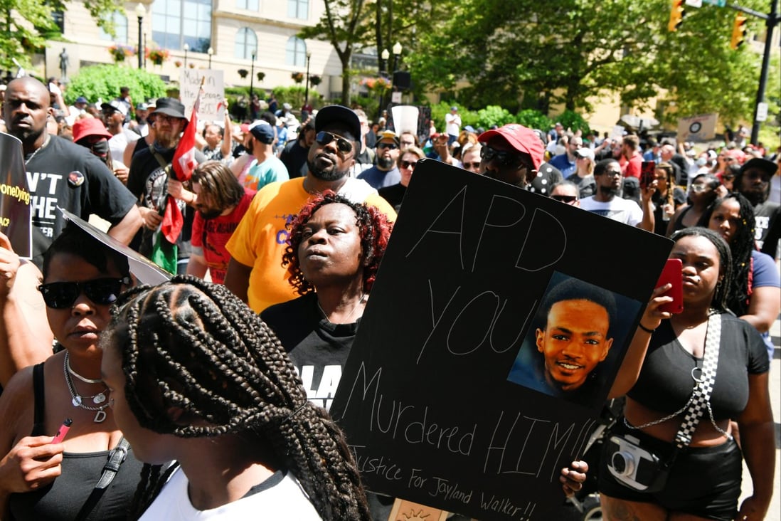 Demonstrators protest against the Akron police shooting death of black man Jayland Walker in Ohio on July 3. Photo: Reuters