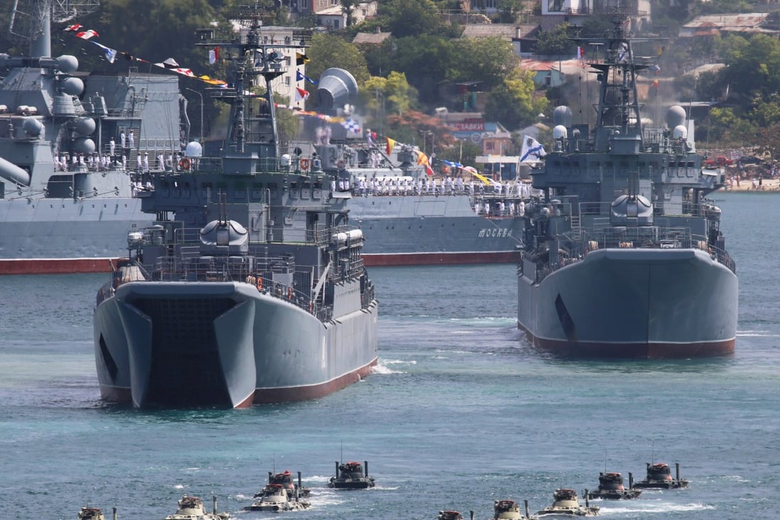 The Black Sea port of Sevastopol, Crimea in 2020. In the background is the Moskva warship, which sank earlier this year. File photo: Reuters