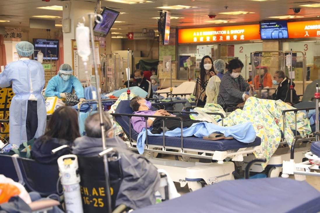 Patients wait at Queen Elizabeth Hospital in Jordan during the city’s fifth Covid-19 wave. Photo: Jelly Tse