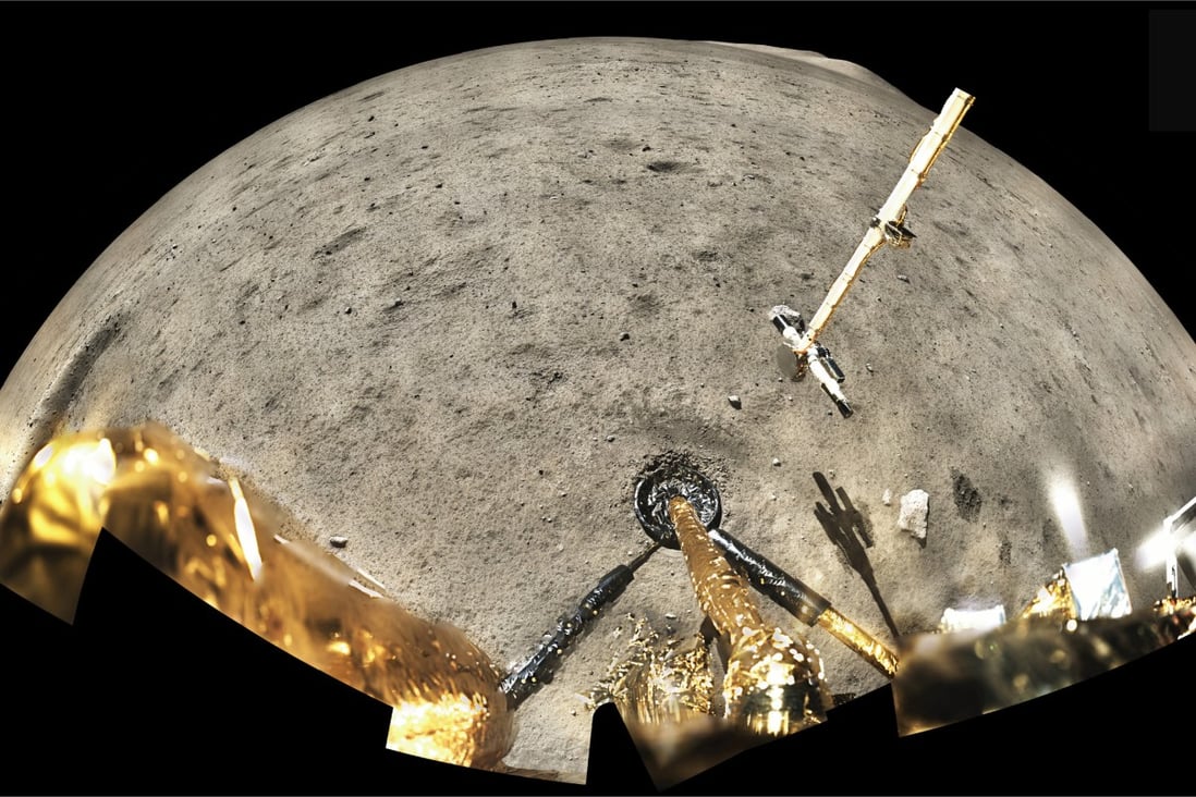 The moon landing site of China’s Chang’e 5 mission. Researchers are looking at ways to build on the moon by analysing and trying to replicate its soil. Photo: Chinese National Space Agency Lunar Exploration and Space Engineering Centre