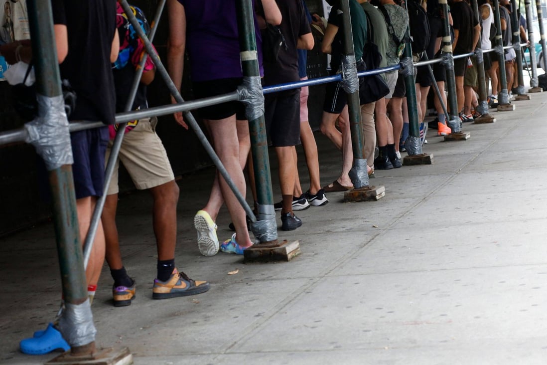 People wait in line to recieve the monkeypox vaccine in Brooklyn, New York City. Photo: AFP