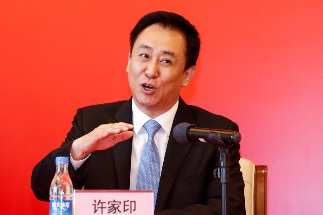 Hui Ka-yan , the founder and chairman of China Evergrande Group, during a 2017 press conference in Guangzhou. Photo: Getty Images.