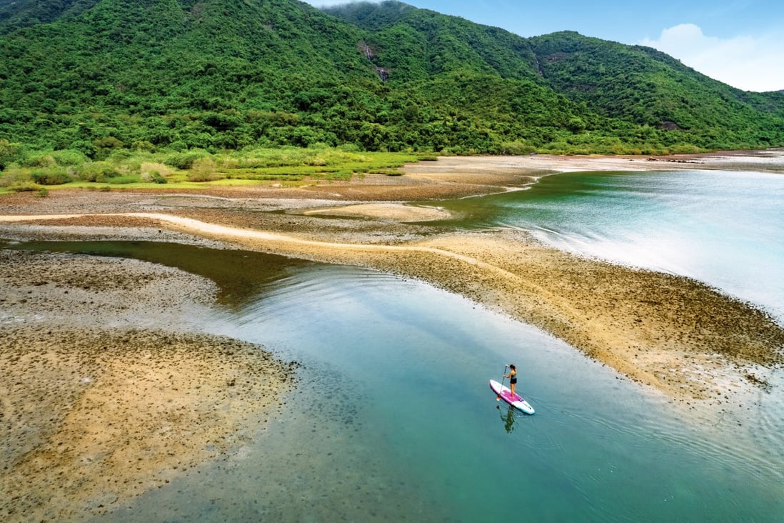 Rich mangrove habitats along the coastline of Three Fathoms Cove, in Hong Kong’s New Territories, can be explored from the sea on a stand-up paddleboard.