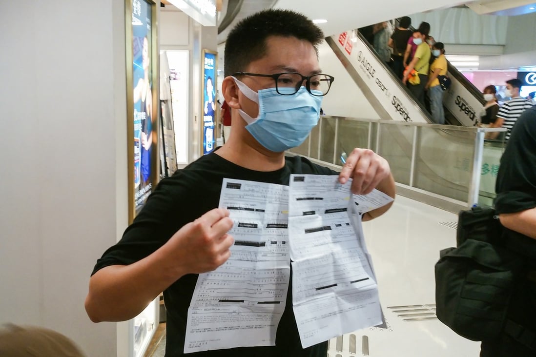 Adam Ma speaks to the press in a Mong Kok shopping centre in 2020. Photo: Brian Wong