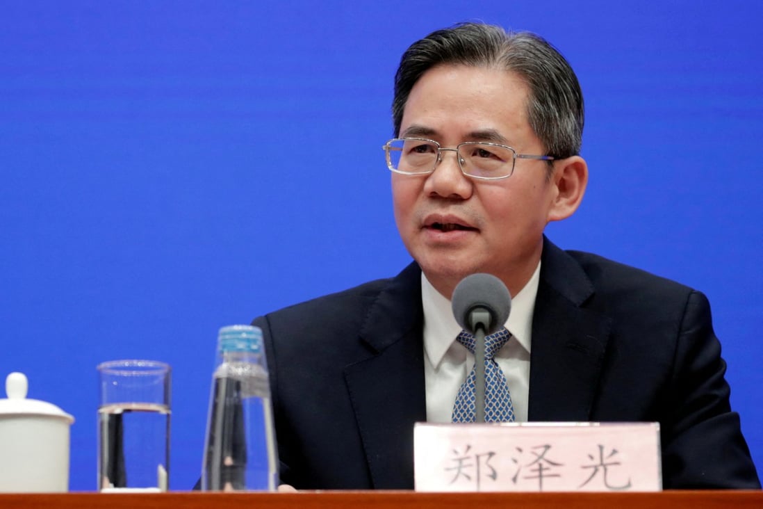 Chinese Vice-Minister of Foreign Affairs Zheng Zeguang attends a news conference in Beijing in December 2019. Photo: Reuters