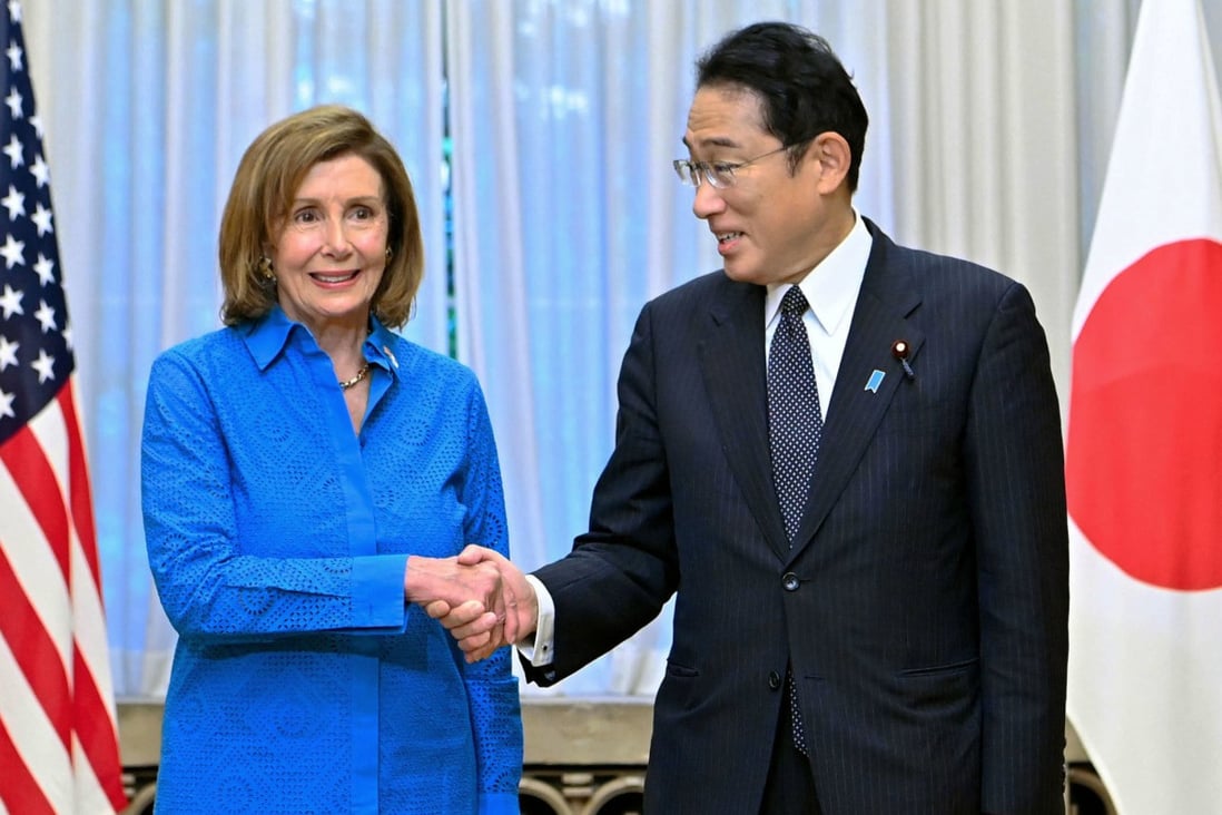 Japanese PM Fumio Kishida and US House of Representatives Speaker Nancy Pelosi in Tokyo. Photo: Kyodo