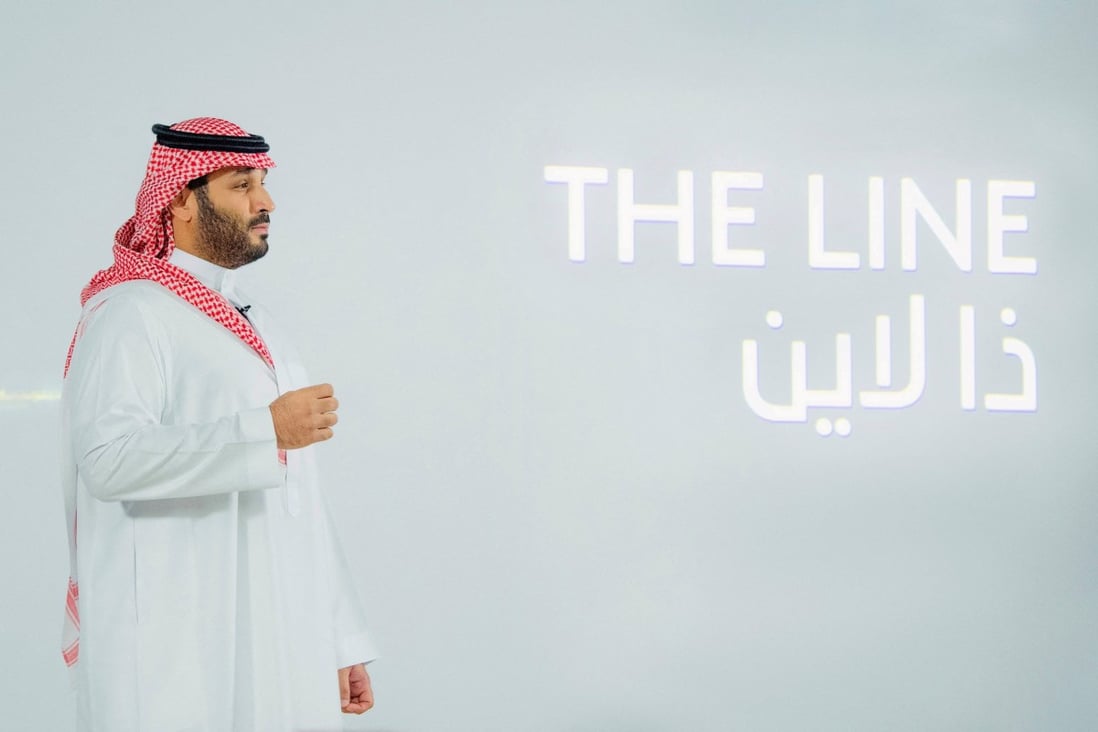 Saudi Crown Prince Mohammed bin Salman unveils plans for “The Line” on January 10, 2021. Photo: Saudi Royal Court/Handout via Reuters