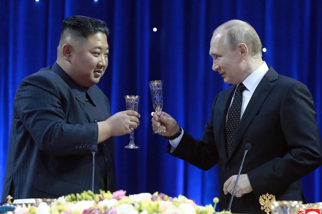 North Korean leader Kim Jong-un with Russian President Vladimir Putin in 2019. Photo: Korean Central News Agency via Reuters