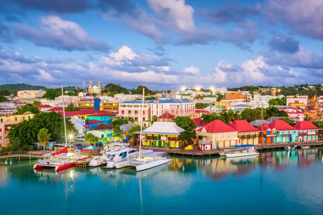 [Shutterstock] St. John’s, Antigua and Barbuda town skyline on Redcliffe Quay at dusk. 
Credit: Shutterstock
Stock Photo ID: 1144114301