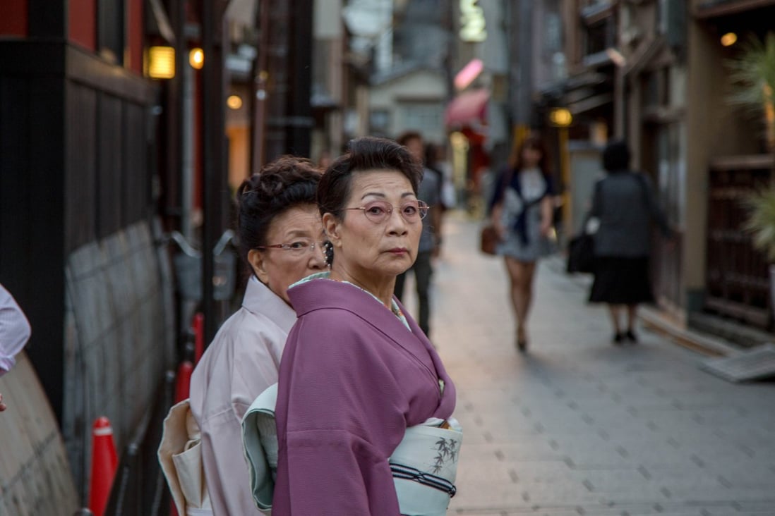 Elderly women walk through a traditional alley in Kyoto. People aged 65 or older now account for a record 29 per cent of the entire Japanese population. Photo: LightRocket via Getty Images