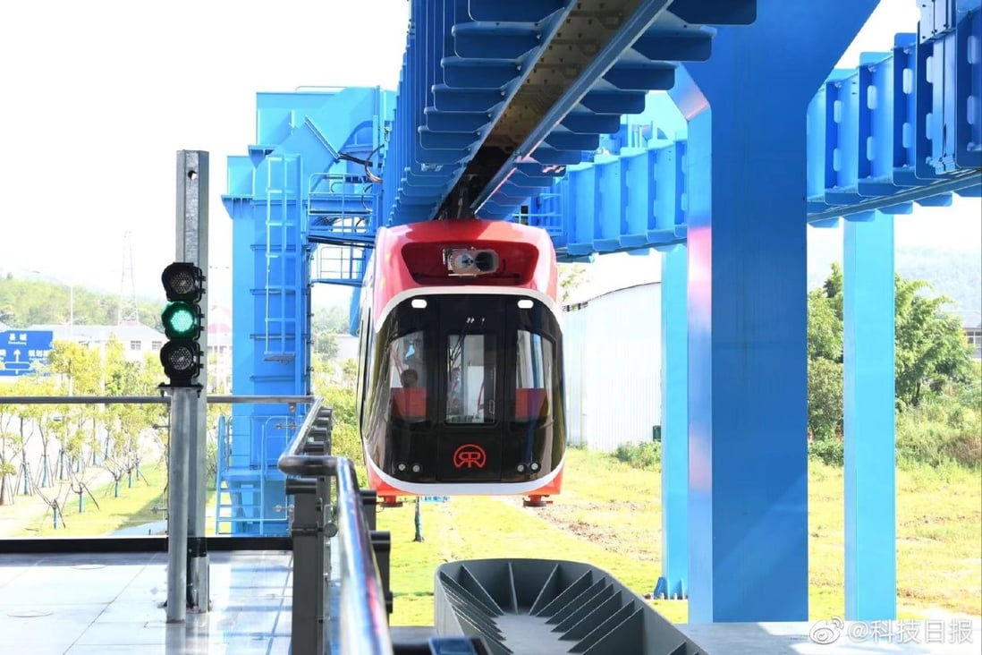 A Chinese team has launched an experimental suspended maglev line built with permanent magnets that researchers say has the potential to be quieter, faster and more comfortable than conventional trains. Photo: Handout