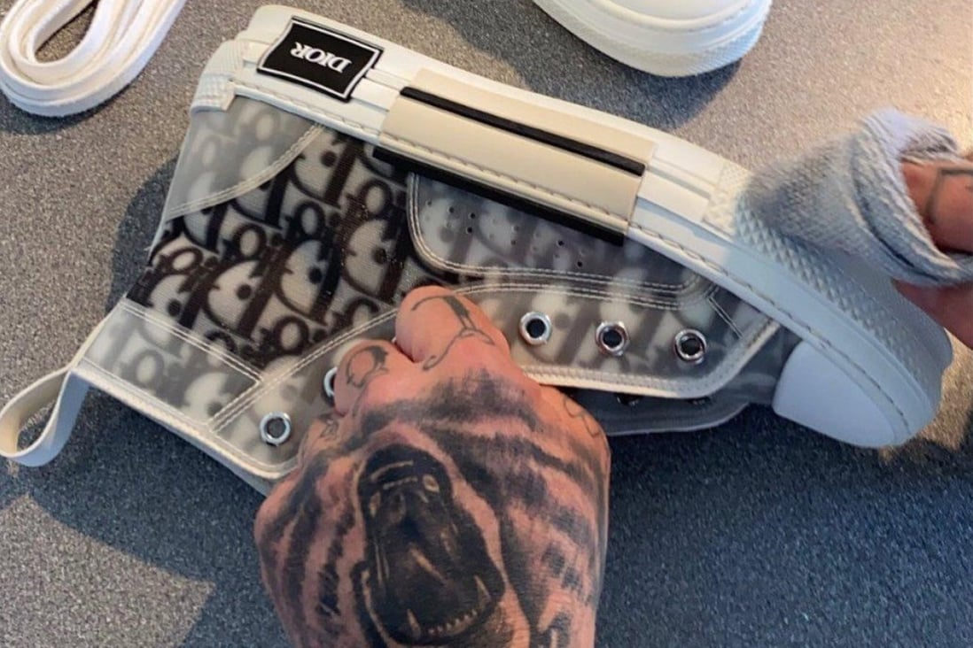 Dior sneakers being repaired at Shoe Lab, a UK-wide service that fixes up designer shoes and is earning the praise of British celebrities, sports stars and influencers. Photo: Instagram