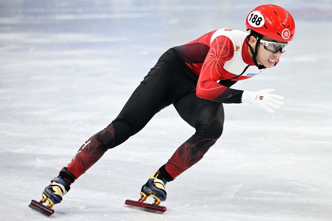 Sidney Chu representing Hong Kong in men’s short-track speed skating at the Beijing Winter Olympics. The athlete has recently opened his own speed skating academy in Hong Kong with the aim of smashing stereotypes to make speed skating ‘a sport for everybody’. Photo: Xinhua