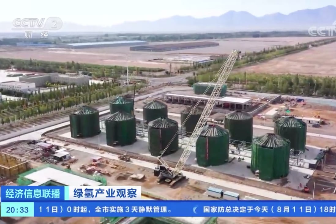 Liquified hydrogen produced at the site can be transported to other parts of China. Photo: CCTV