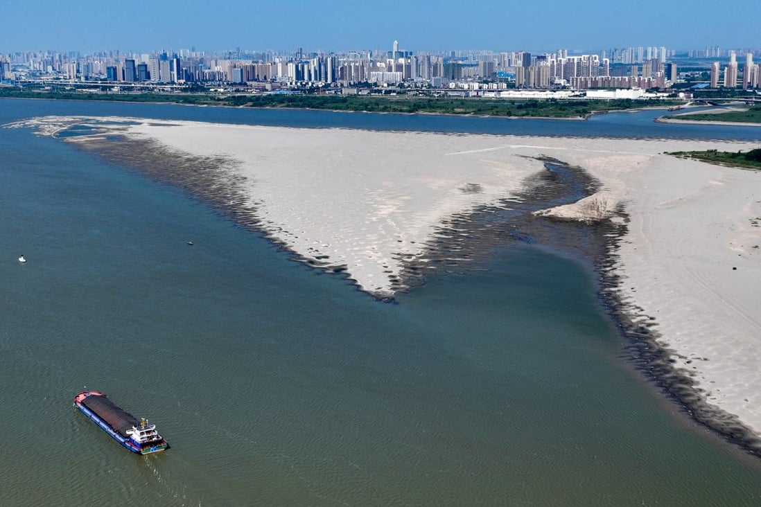 The Yangtze River, pictured in Wuhan, Hubei province, is at its lowest level for this time of year since records began in 1865. Photo: Imaginechina