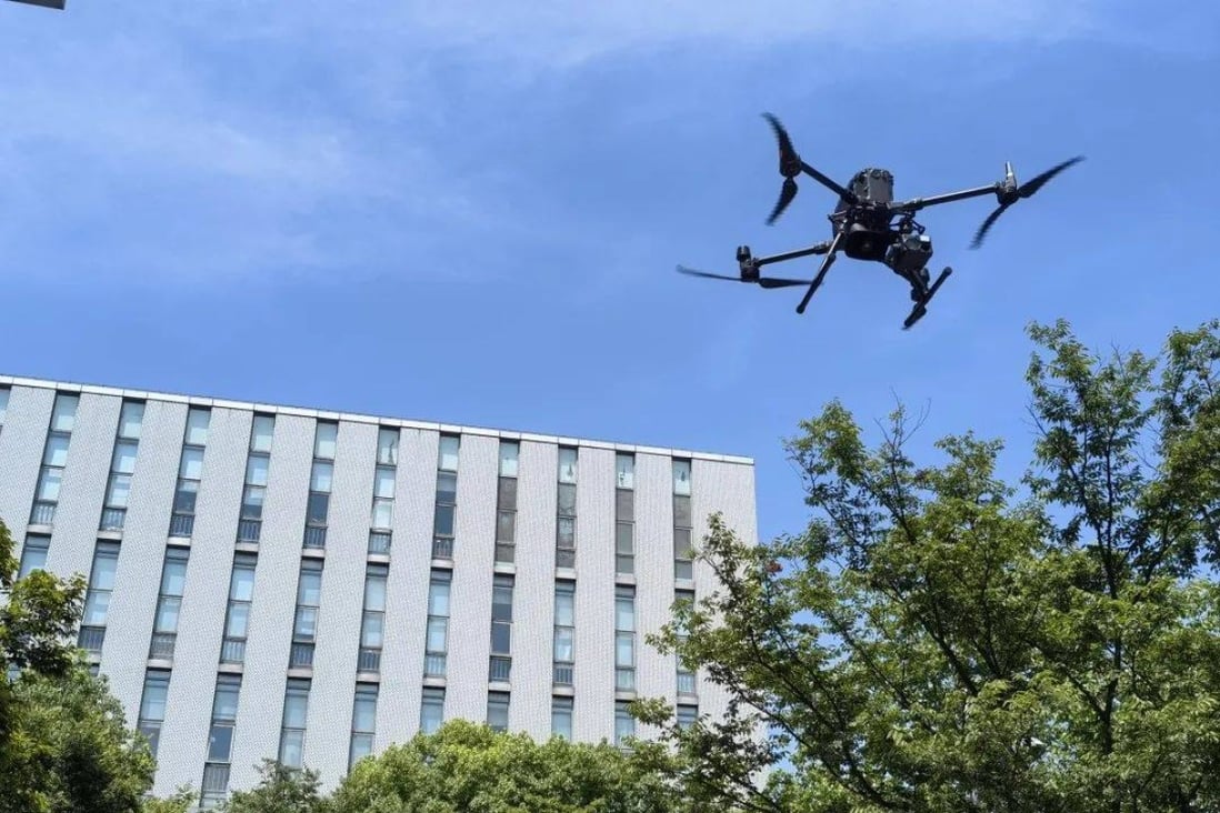 Local authorities in Shanghai’s of Yangpu district are using drones to monitor for people who violate Covid-19 policies, fanning online fury about the potential abuse of surveillance technology. Photo: Handout