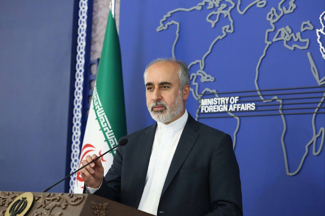 Iranian Foreign Ministry spokesperson Nasser Kanaani speaking in Tehran on Monday, when he denied Iran was involved in Friday’s assault on author Salman Rushdie. Photo: Iranian Foreign Ministry via AP
