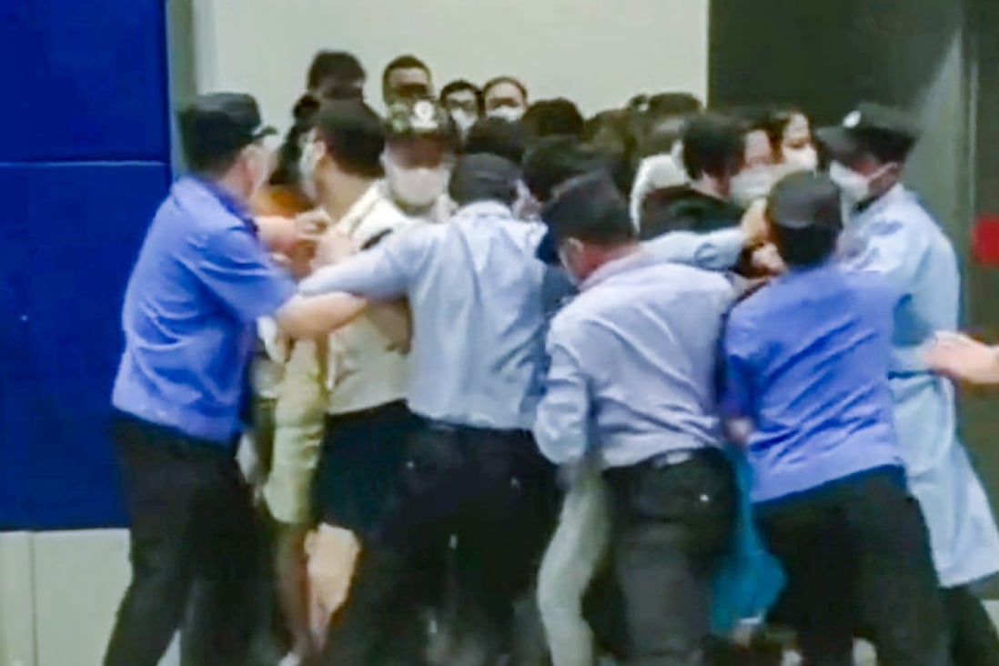 A screen grab from a social media video shows shoppers trying to leave an Ikea store in Shanghai before it is locked down on Saturday. Photo: Handout