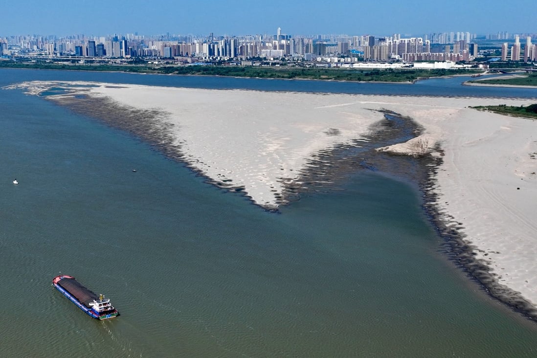 The Yangtze River, the longest river in Asia, has not been this low in Wuhan, Hubei province, since records began in 1865, according to Chinese media reports. Photo: Imaginechina