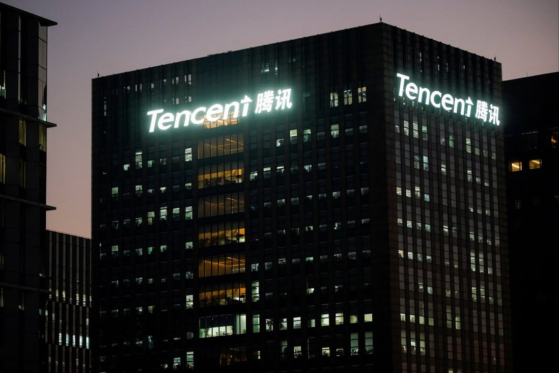The logo of Tencent is seen at the tech giant’s office in Shanghai. Photo: Reuters