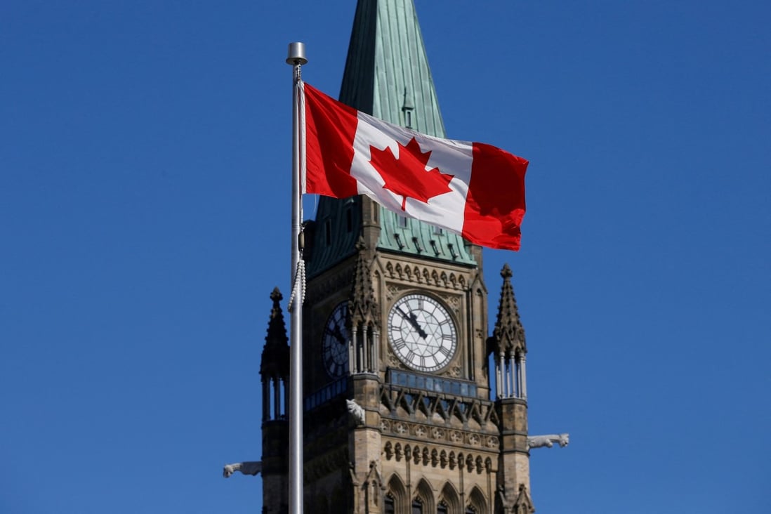 A Canadian flag flies in front of the Peace Tower on Parliament Hill in Ottawa in March 2017. Photo: Reuters