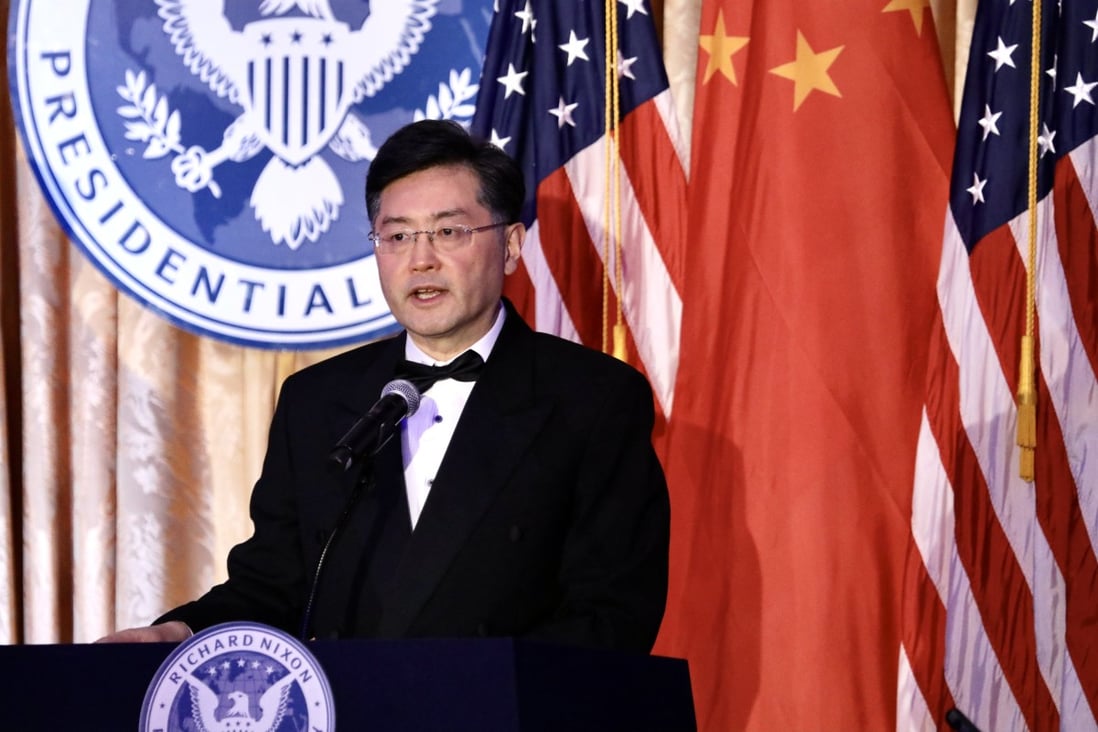 Chinese ambassador Qin Gang speaks at an event marking the 50th anniversary of US president Richard Nixon’s trip to China, in Yorba Linda, California on February 24. Photo: Xinhua 