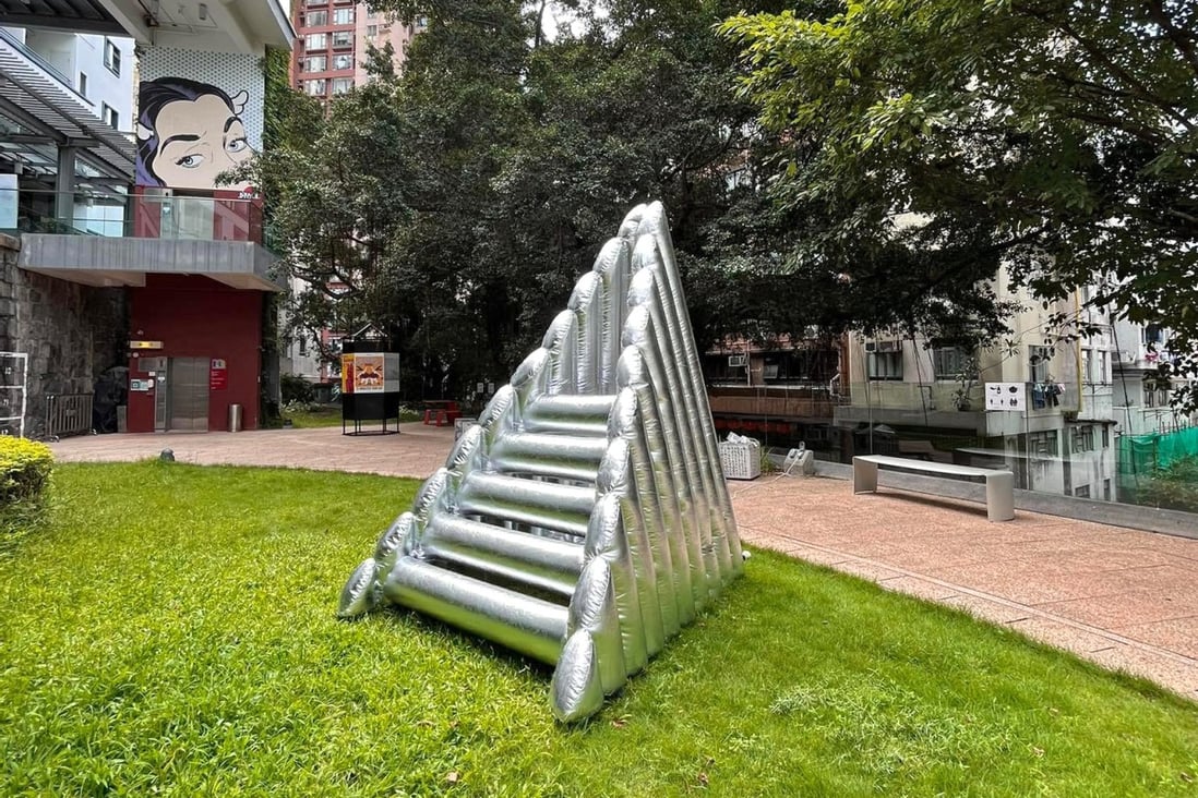 Designed by Napp Studio & Architects, the “Inflatable Chapel” is a portable, reusable and spiritual space designed for domestic workers. It is part of the 2022 Hong Kong Shenzhen Biennale of Urbanism\Architecture. Photo: Napp Studio & Architects