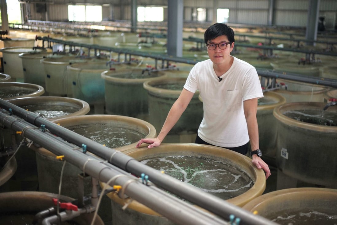 Hans Chen poses at his fish farm in Taiwan’s Pingtung county on July 9. Photo: AFP