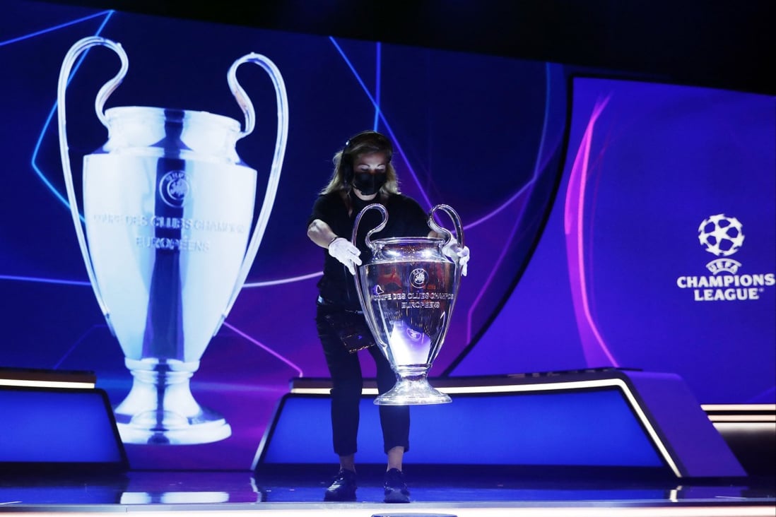 The Champions League trophy is placed on display before Thursday’s draw in Istanbul. Photo: Reuters