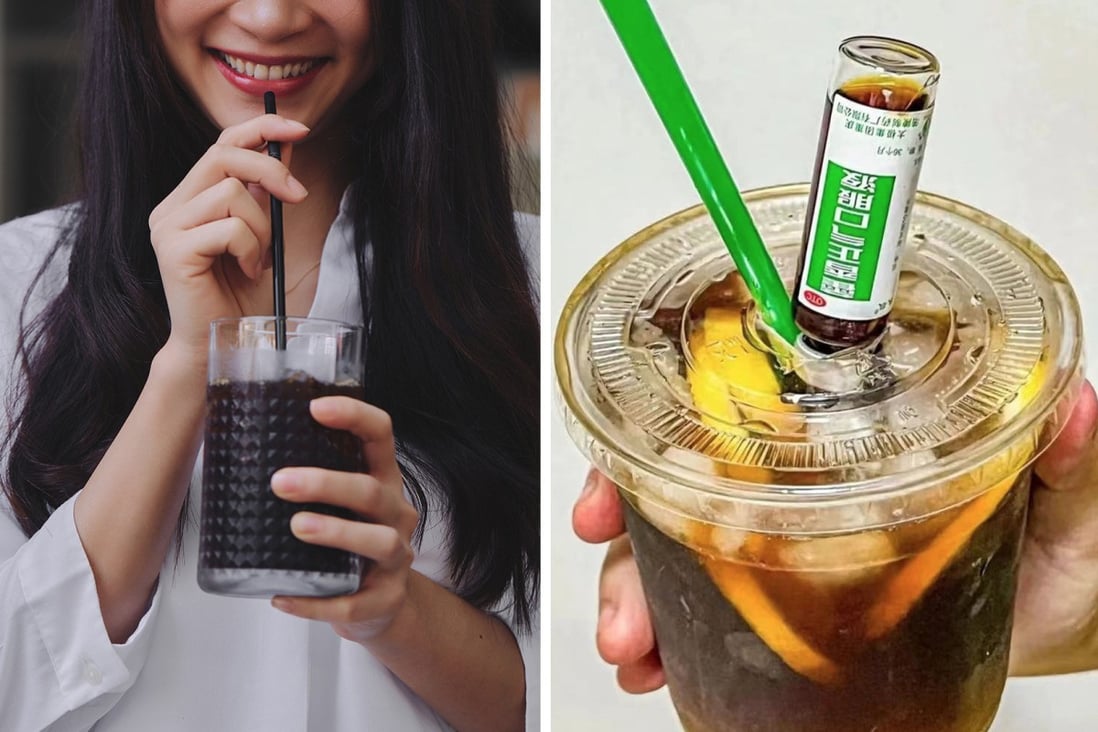 Doctors in China are warning the public against mixing a popular TCM brew with cold water to make fake iced Americanos because of dangerous side effects. Photo: SCMP