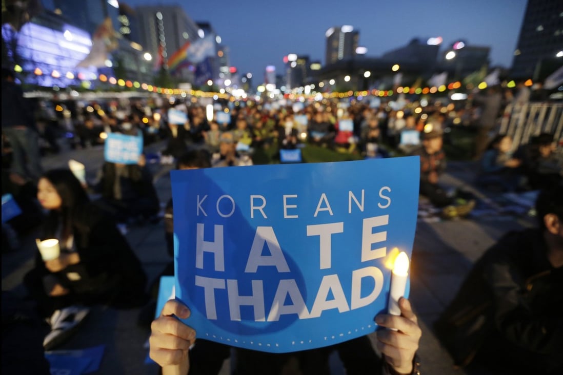 Since South Korea in 2017 installed an advanced US missile defence system to counter nuclear and missile threats from North Korea, local protestors have held rallies and sit-ins against the move. Photo: AP