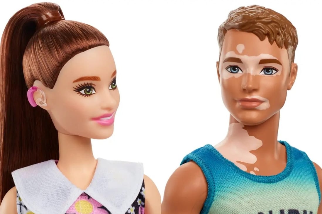 bekennen Verrast zijn West Barbie and Ken reflect body diversity with hearing aids, colourful  prosthetic limbs, wheelchairs and skin conditions | South China Morning Post