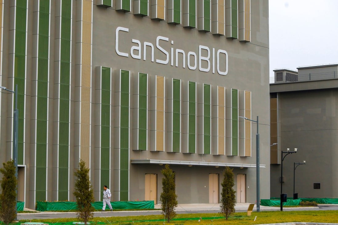 Chinese vaccine maker CanSino Biologics’ sign is pictured on a building in Tianjin, China. Photo: Reuters