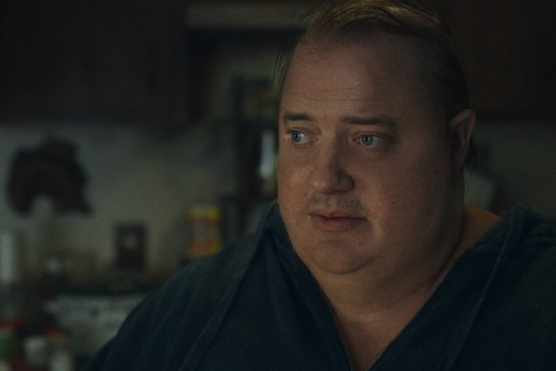 Brendan Fraser plays the morbidly obese Charlie in a still from The Whale, directed by Darren Aronofsky. Stranger Things’ Sadie Sink co-stars as his estranged daughter Ellie. 