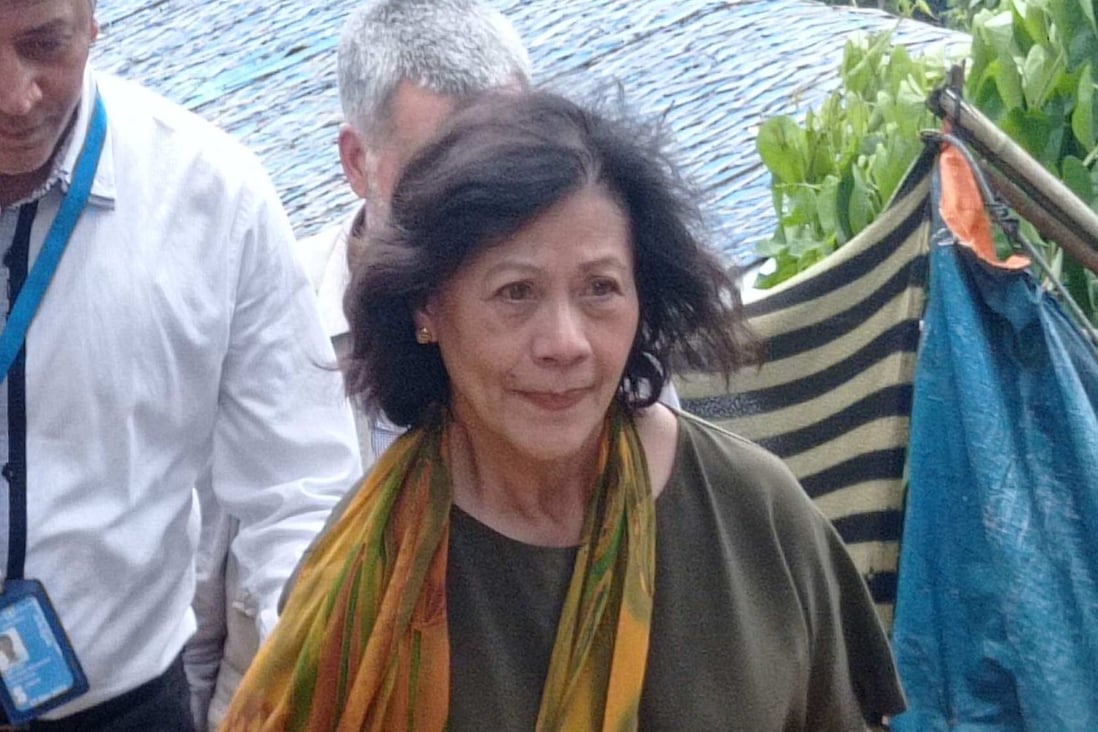 The United Nations Special Envoy on Myanmar, Noeleen Heyzer, visiting a Rohingya refugee camp in Bangladesh last month. Photo: AFP