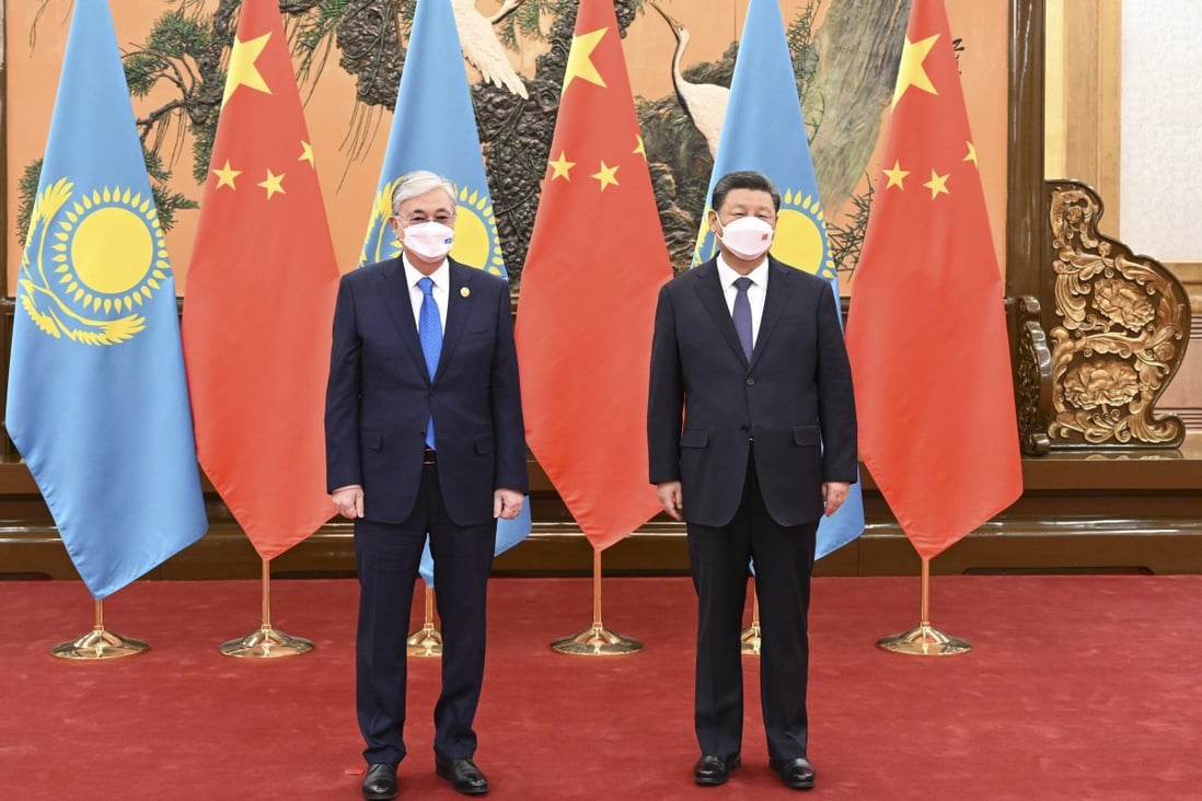 President Xi Jinping meets Kazakh President Kassym-Jomart Tokayev at the Great Hall of the People in Beijing, February 5. Experts say Xi’s trip abroad ahead of the 20th party congress shows his confidence. Photo: Xinhua
