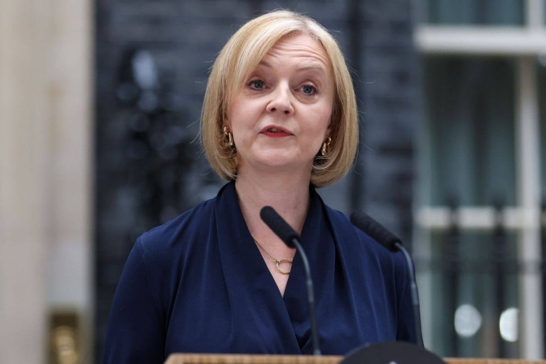 Liz Truss delivers her first speech as the UK’s new prime minister outside 10 Downing Street in London. Photo: Bloomberg