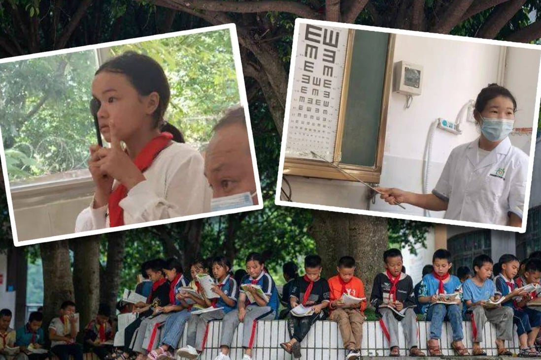 A school in China said outdoor activities and a ban on mobile devices helped reduce myopia rates. Photo: SCMP composite
