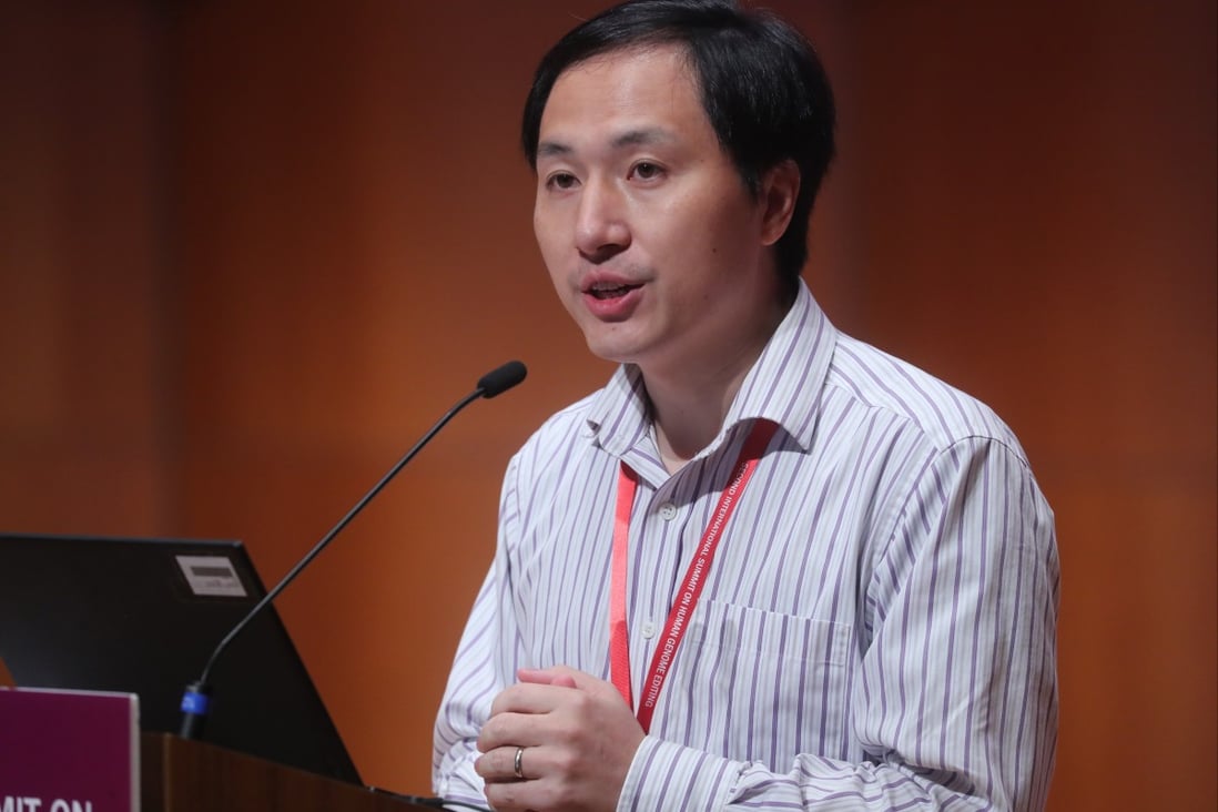 Chinese scientist He Jiankui speaking in Hong Kong at a human genome conference in November 2018, the same month he revealed his work on gene-edited babies. Photo: Sam Tsang