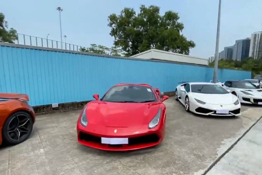 Among the seven vehicles seized on Monday morning near Deep Water Bay were six luxury sports cars. Photo: Handout