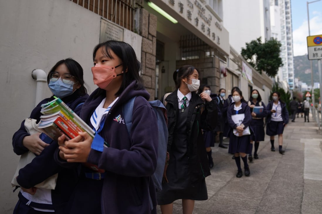 Secondary school students walk home in Shek Kip Mei. Photo: Sam Tsang