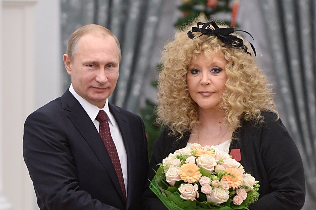 Russian President Vladimir Putin and pop singer Alla Pugacheva, one of the nation’s most famous people, in 2014. Photo: AP