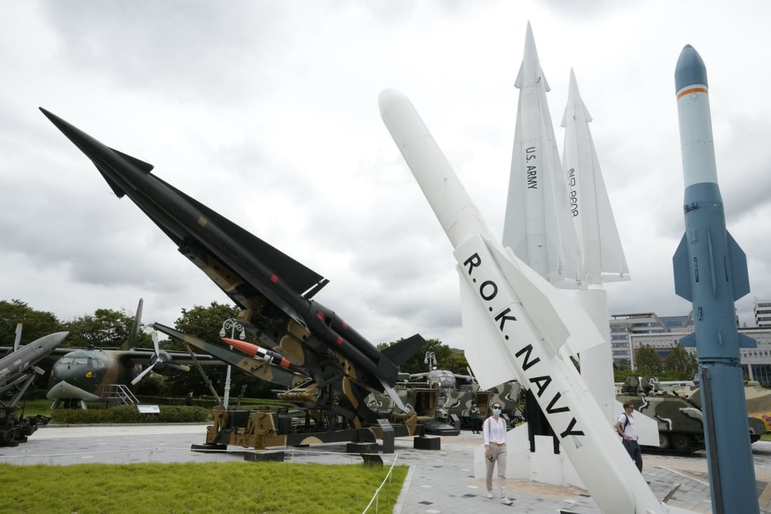 South Korean and US missiles on display at the Korean War Memorial Museum in Seoul, South Korea. Photo: AP