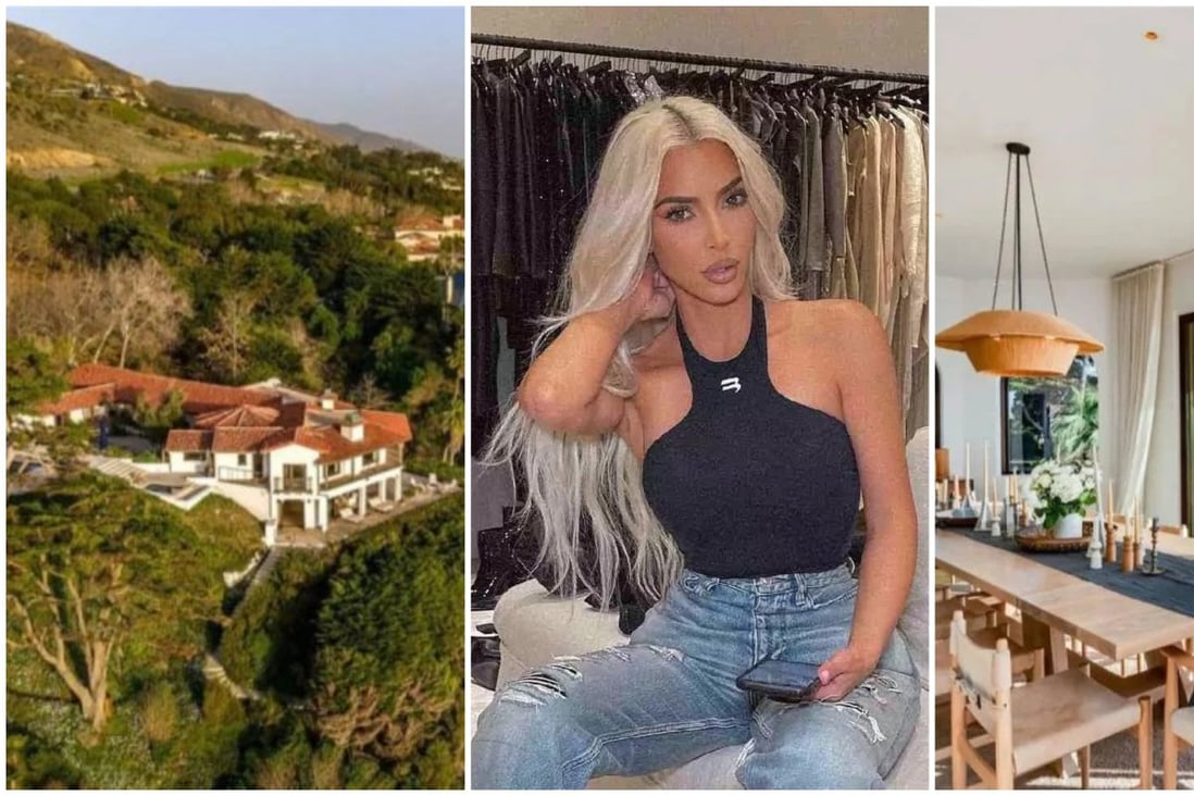 Kim Kardashian and her Malibu mansion. Photos: @kimkardashian/Instagram, Handout