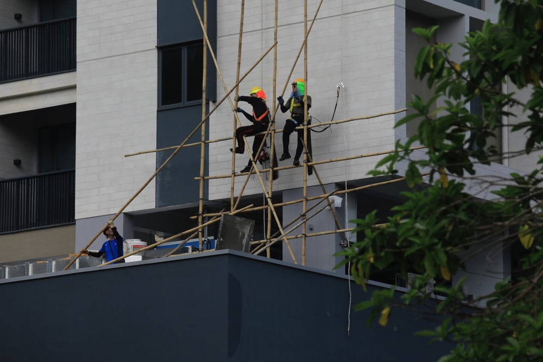 Construction workers at Chinese University of Hong Kong. Photo: Xiaomei Chen