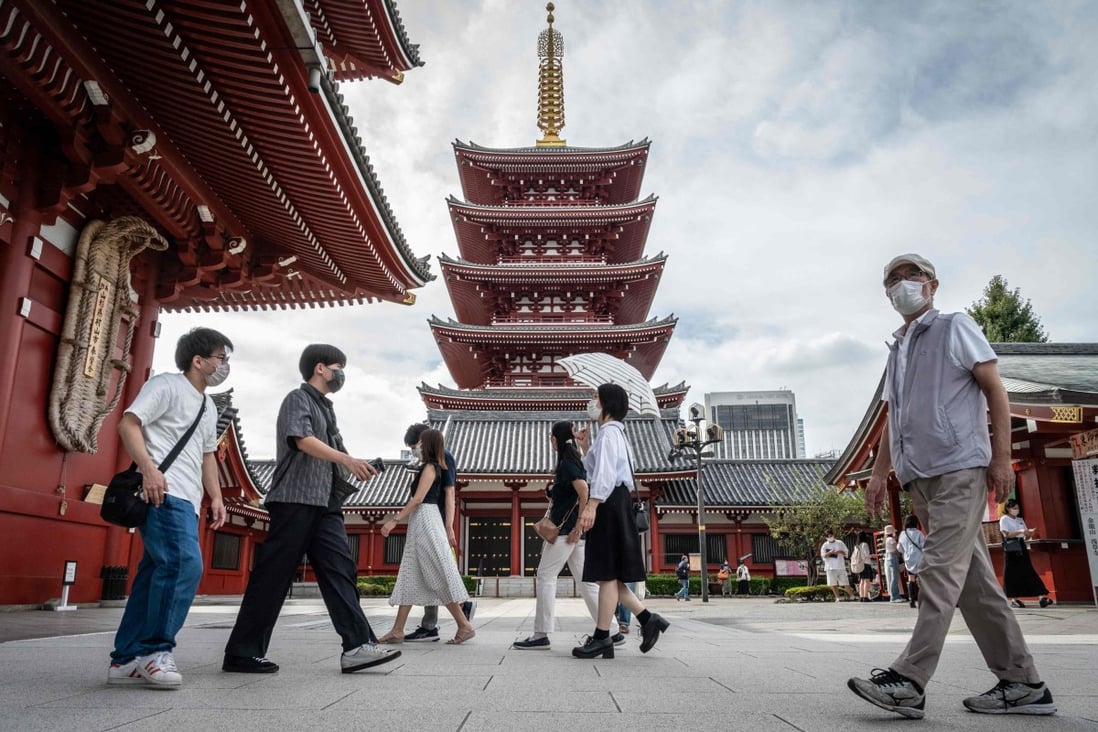 People visit Sensoji Temple, a popular tourist spot, in Tokyo on September 13. Photo: AFP